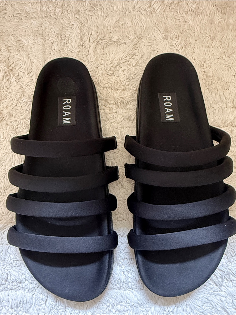 NWOT ROAM Women's Black Multi-Strap Slide Sandals